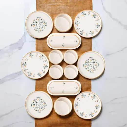 Vienev Klasik 14 Parça Stackable Kahvaltı Takımı Sunum Tabağı