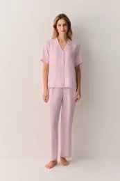 Pembe Cute Gömlek Yaka Pijama Takımı 2