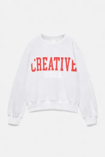 Creative grafikli sweatshirt Gri melanj