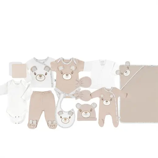 Gezenbebe Hero Bebek Hastane Çıkış Seti 11 Parça Teddy (Organik)