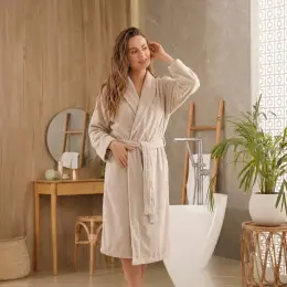 Solıd Bambu Unısex Bornoz Kum Taşı 5