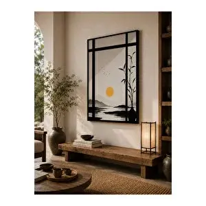Mgi Design Pencere Manzaralı Japon Minimalist Kanvas Tablo – Siyah Beyaz Güneş Temalı Modern Duvar Dekoru | Modern Duvar Dekoru | Salon, Yatak Odası Ve Ofis İçin | Sanatsal Ev Dekorasyonu 30x50 cm