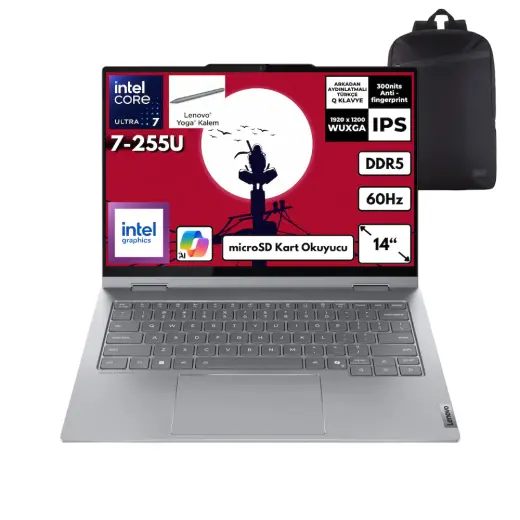 Lenovo Thinkbook 14 2-In-1 G5 IAU Ultra 7-255U 48 -GBDDR5 4 TBSSD 14" WUXGA IPS Dokunmatik + Yoga Kalem Windows 11 Pro + QB Sırt Çantası 21SQ003BTXQB23