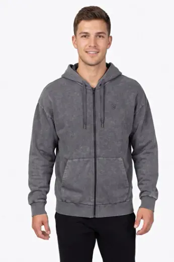 LEROY FERMUARLI HOODIE Siyah Erkek Fermuarlı Hoodie