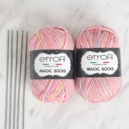 Etrofil Magic Socks Kit 2'li Yumak Ebruli Çorap Örgü İpi 1