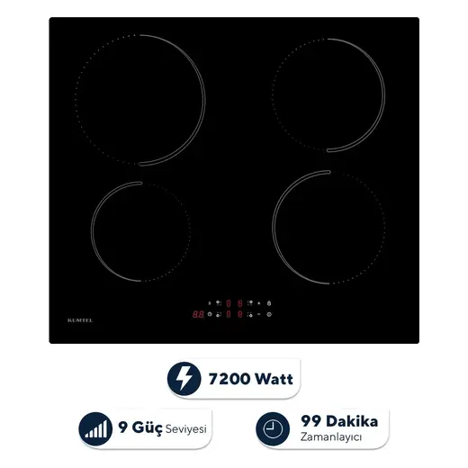 Kumtel İndüksiyonlu Cam Ankastre Ocak HI6-4 TB