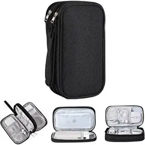 Microcase Taşınabilir Su Geçirmez Çift Katman Ve Fermuarlı 8 Bölmeli Hdd Harddisk Çantası Al4210