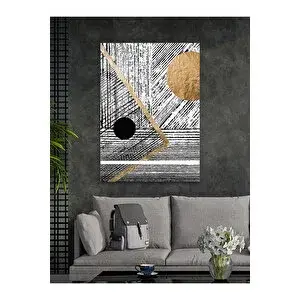 Mgi Design Modern İz – Gold Line Minimal Sanat Cam Tablo - Modern Tarz Ev Dekorasyonu | Doğa Ve Manzara Temalı Dekoratif Duvar Tablosu, Salon, Yatak Odası Ve Ofis Dekoru, 35x50 cm