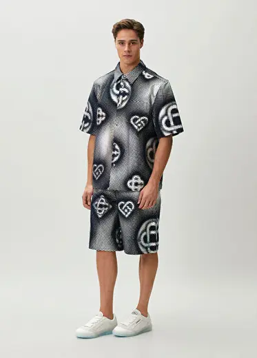 Pearlescent Monogram Lacivert Bermuda