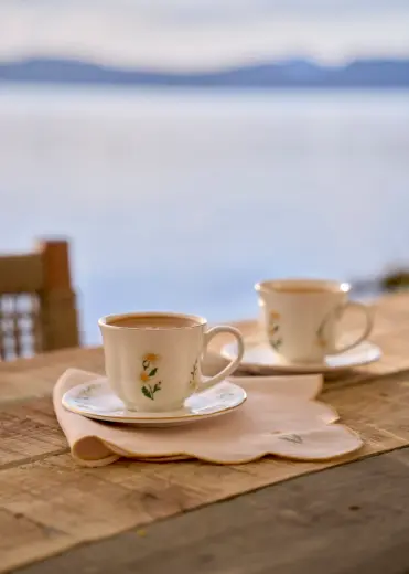 Daisy 2'li Çay Fincanı Seti Krem (200 cc)