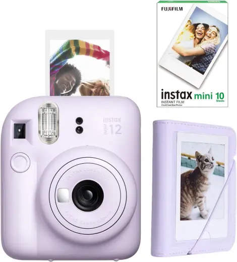 Instax mini 12 Lila Fotoğraf Makinesi-10'lu Film ve Mini Albüm Seti