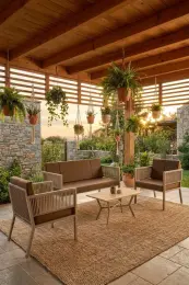 Upstyle Lido Bahçe & Balkon Oturma Takımı Cappucino Kahve 6