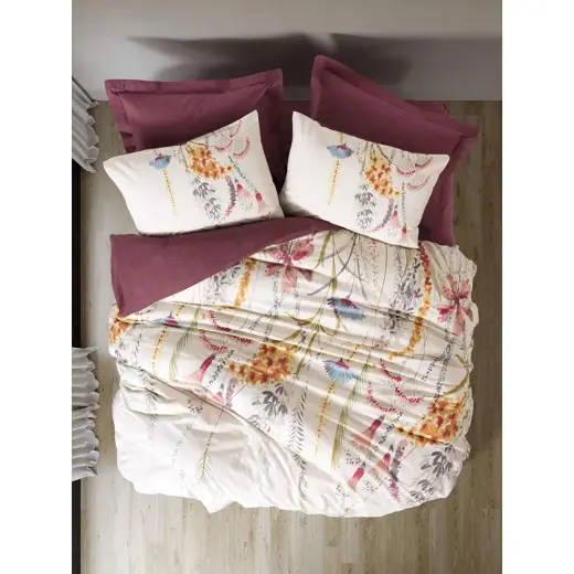 Cotton Box Çift Kişilik Nevresim Takımı Flos Bordo