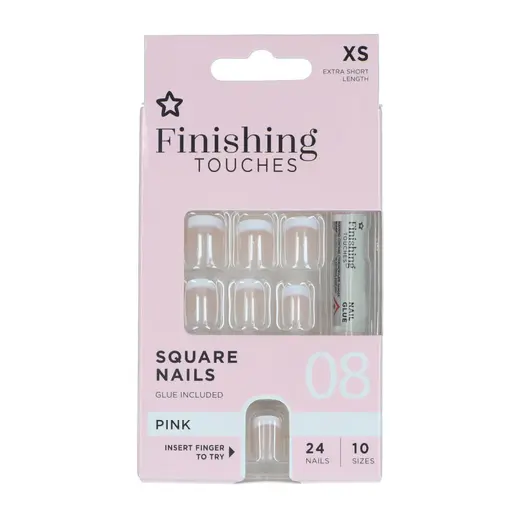 Superdrug Finishing Touches French Ekstra Kısa Takma Tırnak 24 Parça Pembe