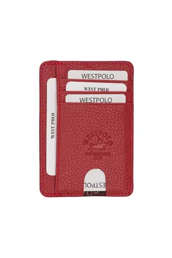 WEST POLO 358 HAKİKİ DERİ UNISEX KARTLIK KIRMIZI