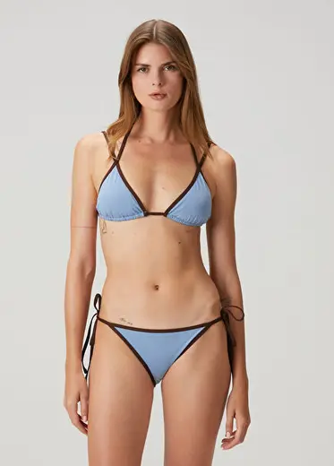 Triangle Kahve Mavi Üçgen Bikini Üstü