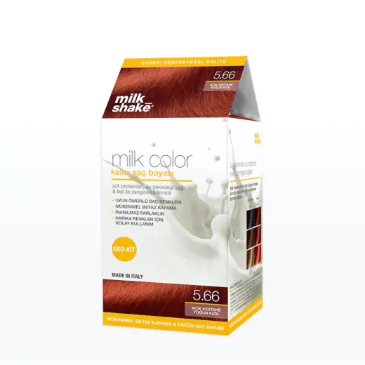 milk_shake Milk Color Eko Kalıcı Saç Boyası Seti 5.66 Açık Kestane Yoğun Kızıl