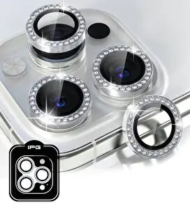 IPG ProLENS iPhone 14 Pro / Pro Max Elmas Taş Çerçeveli Kırılmaz Cam Kamera Lens Koruyucu