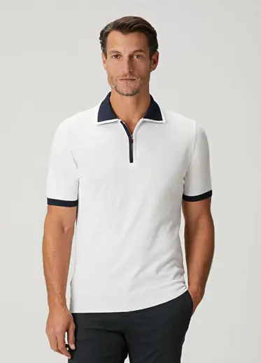 Lacivert Beyaz Polo Yaka T-shirt