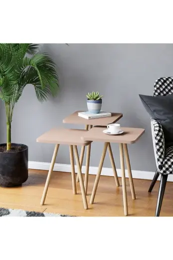 Intergo Viva Kare Zigon Sehpa Takımı Cappuccino