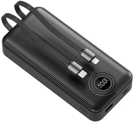 Dexim W4 Powerbank, 20.000 mAh, 22.5W Hızlı Şarj, Type-C ve Lightning Dahili Kablolu, PD, LED Göstergeli, 4 Port, DCA0068