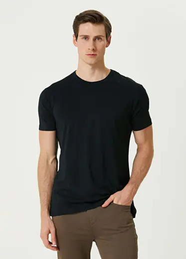 Bosphorus Premium Modal Qsimple Muscle Up Fit Siyah Kısa Kollu Erkek T-shirt