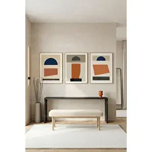 Tontilika Modern Geometrik Soyut 3’lü Ahşap Çerçeveli Tablo Seti 21x30 cm