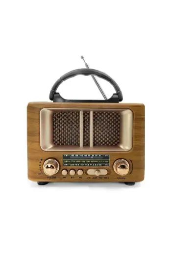 PLN Küçük Mini Boy Retro Ahşap Tasarım Bluetooth Hoparlörlü Radyo – FM/AM Destekli, Şarjlı ve Taşına