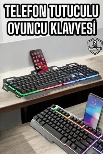 Oyuncu Klavyesi Q Klavye RGB Işıklı Mouse Hediyeli - Lisinya