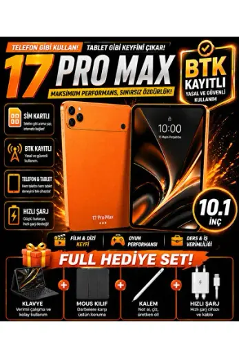 17 Pro Max Tablet Telefon Özellikli Sim Kartlı BTK Kayıtlı Full Hediye Setli