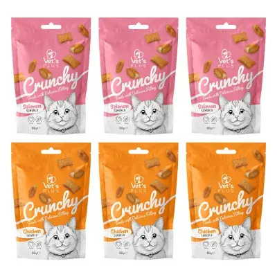 Vet's Plus Crunchy İçi Dolgulu Karışık Çeşitli Kedi Ödül Bisküvisi 60gr (6 Adet)