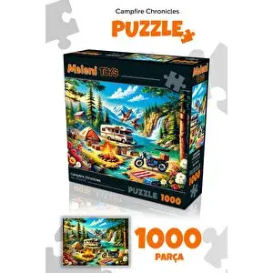Meleni Toys 1000 Parça Campfire Chronicles Puzzle - Kamp Ateşi Orman Doğa Manzaralı Yapboz 68x48 Cm