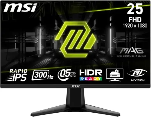 MSI 24.5 MAG 255XF, Gaming Monitör, FHD, 16:9 Flat, IPS, 300HZ, 0.5ms (GTG), Adaptive-Sync