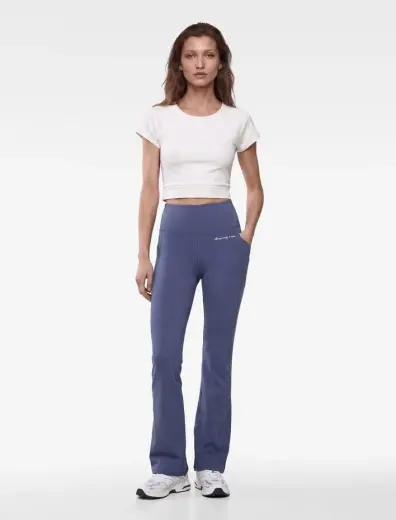 Bağlamalı Slim Fit Kısa Kollu Bisiklet Yaka Crop Spor Tişört