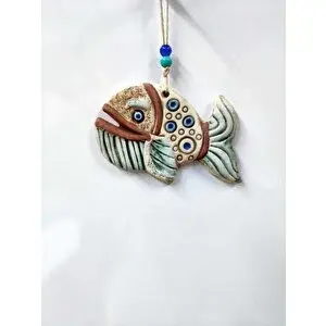 Sume Seramik Mini Balina Figürlü Dekoratif Duvar Süsü 15x10 Cm