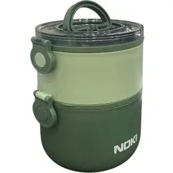 Noki T-0134 Paslanmaz Çelik Beslenme Kabı 1200Ml Yeşil Taşıma Kulplu Çift Katlı Yuvarlak