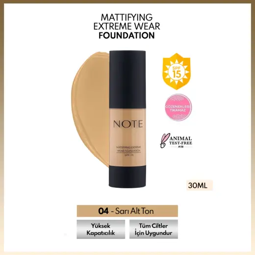 Note Mattifying Extreme Wear Foundation Fondöten 04 Sand