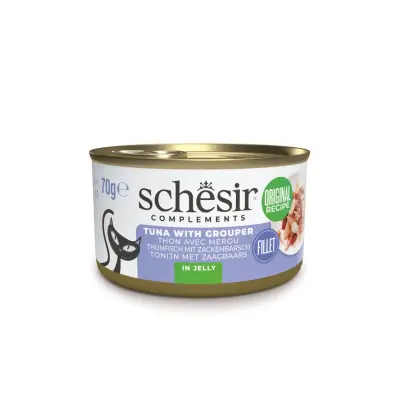 Schesir Jöle İçinde Ton Balıklı ve Orfoz Balıklı Yetişkin Kedi Konservesi 70gr