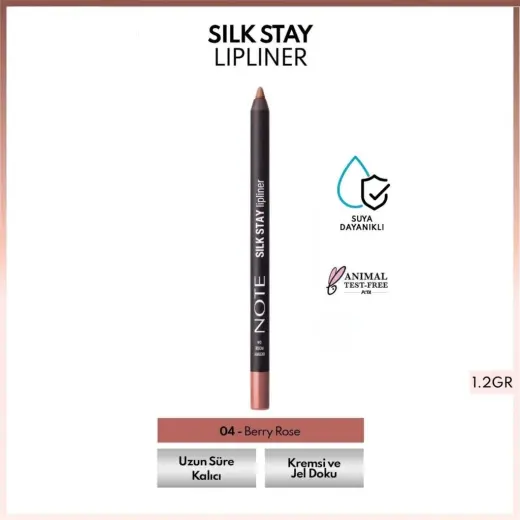 Note Silk Stay Lipliner Suya Dayanıklı İpeksi Dudak Kalemi 04 Berry Rose