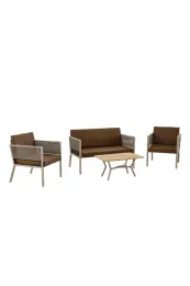 Upstyle Lido Bahçe & Balkon Oturma Takımı Cappucino Kahve 1