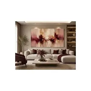 Mgi Design Bordo Elegance Soyut Kanvas Tablo – Krem, Bej Ve Bordo Tonlu Dokulu Modern Duvar Dekoru | Lüks Salon, Yatak Odası Ve Ofis Tablosu | Modern Duvar Dekoru | Salon, Yatak Odası Ve Ofis İçin | Sanatsal Ev 70x100 cm