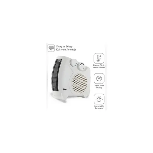 Sinbo SFH-6940 2000W Fanlı Isıtıcı – Ayarlanabilir Termostatlı, Soğuk Hava Üflemeli, İç Mekan Kullanıma Uygun