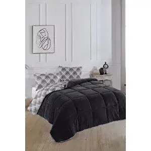 Formeya Çift Kişilik Lüx Wellsoft Yorgan Çift Taraflı Yastık Kılıflı 195x215 Cm Yorgan + Yastık Kılıfı Set Siyah