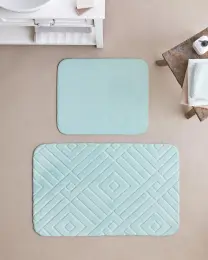 Twillow Kaydırmaz Taban Banyo Paspası Seti Su Yeşili 9
