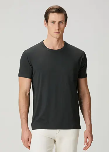 Bosphorus Premium Qsimple Muscle Up Fit Steelsmoke Modal Kısa Kollu Erkek T-shirt