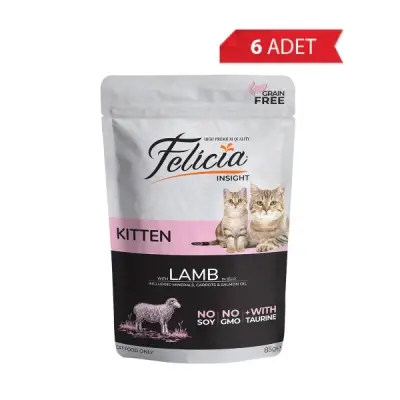 Felicia Jöle İçinde Kuzu Etli Taurinli Tahılsız Yavru Kedi Konservesi 85gr (6 Adet)