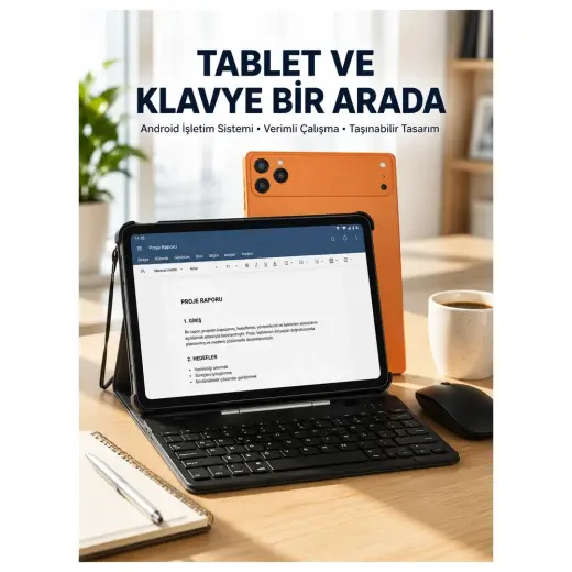Çetiner Group® Android Tablet Klavye Kılıflı Dokunmatik Ekran Günlük ve Profesyonel Kullanım