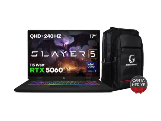 Game Garaj Slayer5 7XL-5060 C3 U7-255HX 32 GB 2 TB RTX5060 17" Free Dos Dizüstü Bilgisayar