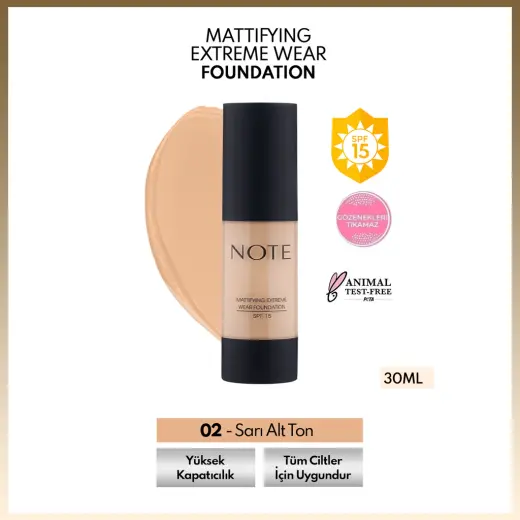 Note Mattifying Extreme Wear Foundation Fondöten 02 Natural Beige