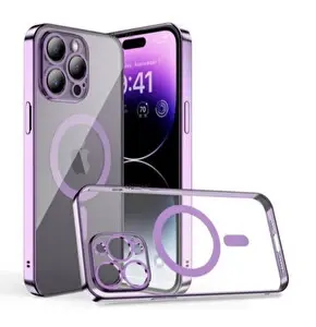 Preo iPhone 14 Pro Max Magsafe Mor Şeffaf Telefon Kılıfı